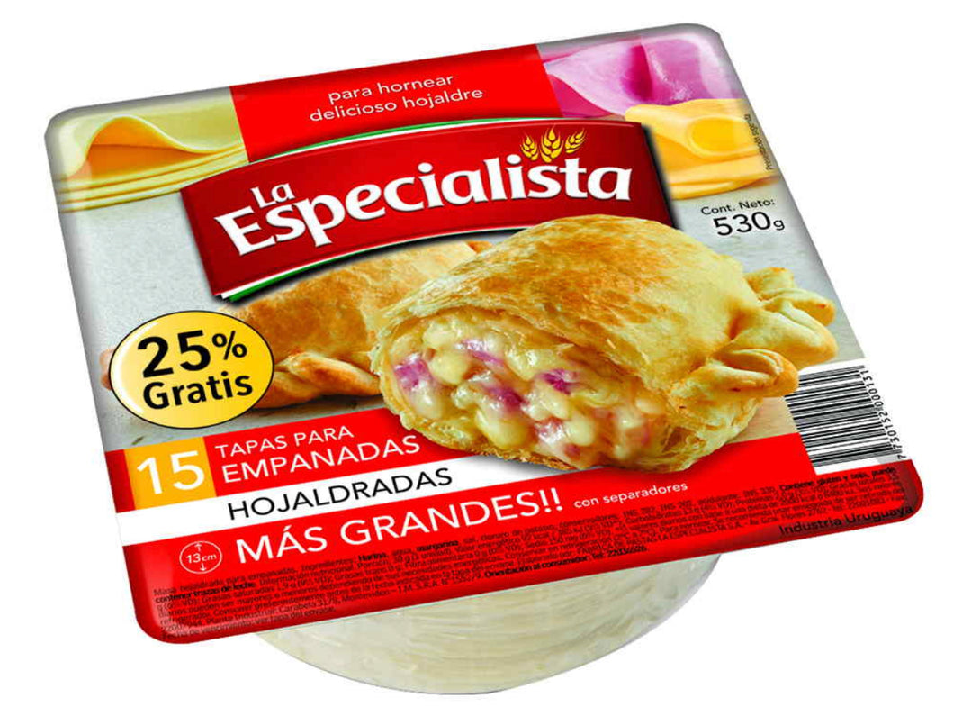 LA ESPECIALISTA - 15 Tapas para empanadas hojaldradas - 530g