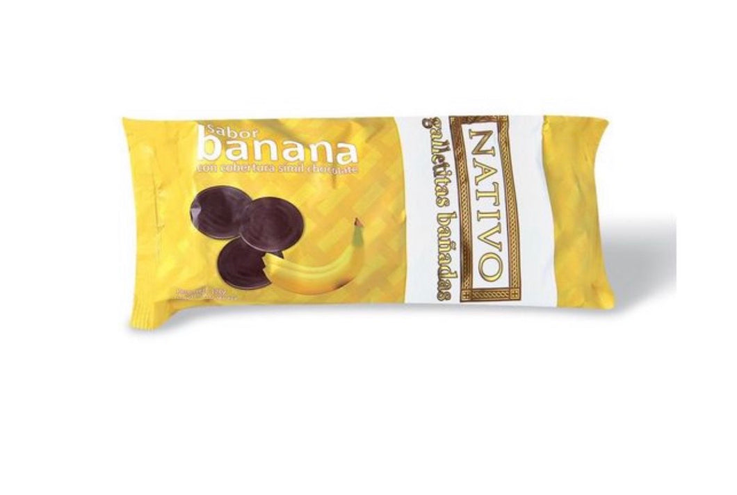 NATIVO - Galletas Bañadas en Chocolate sabor Banana 120g